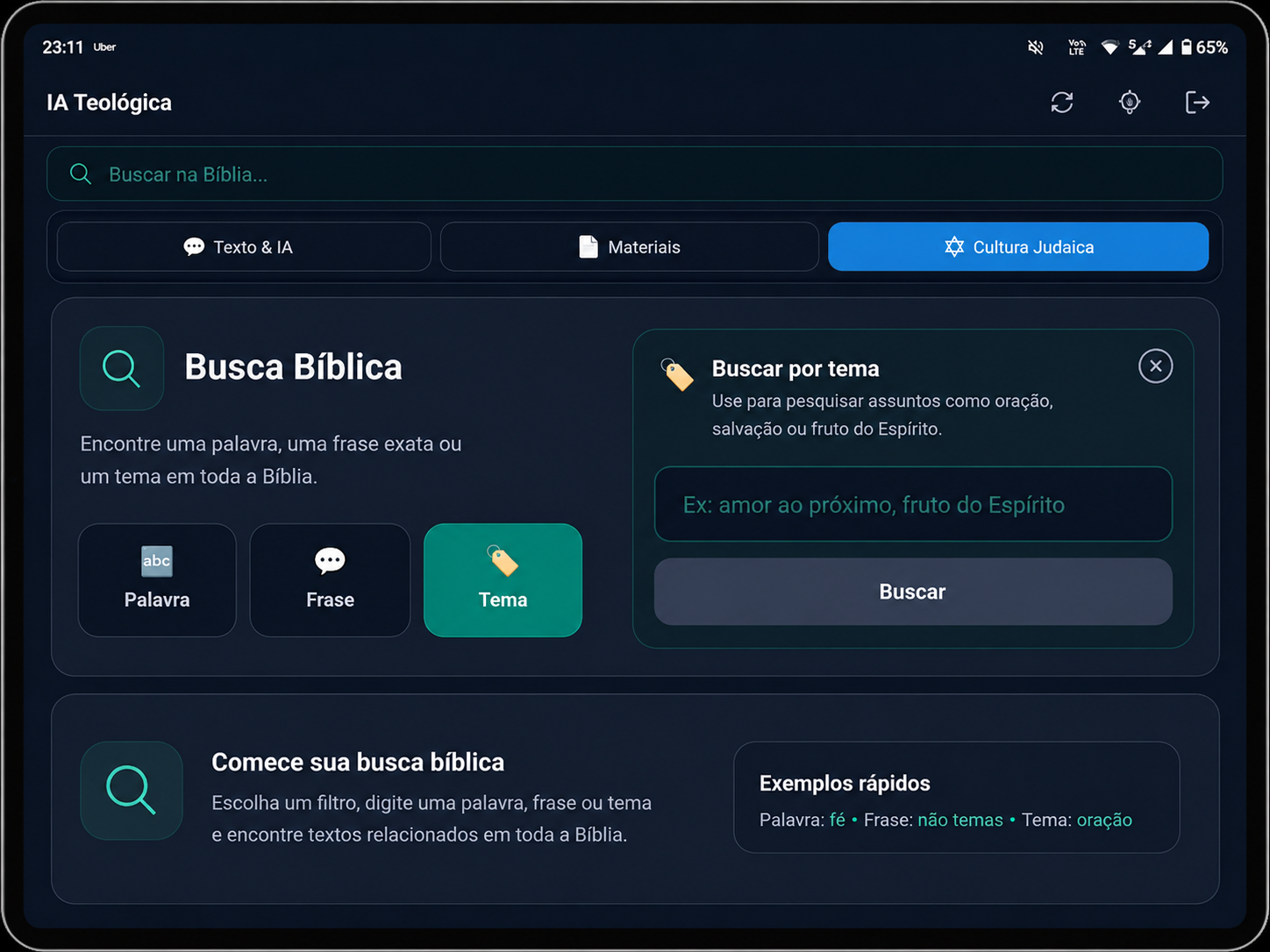 Busca Bíblica em tablet